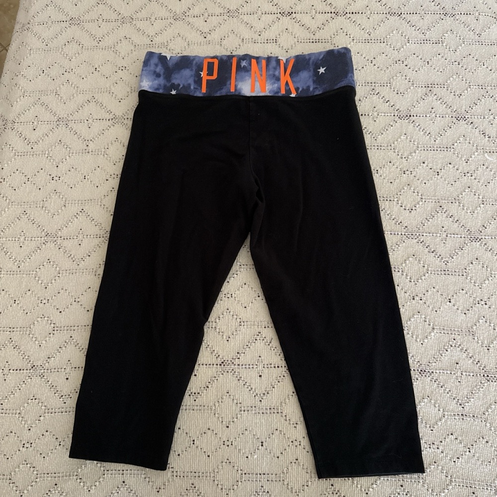 Pink Victoria’s Secret Women’s Galaxy Logo Cropped Leggings
